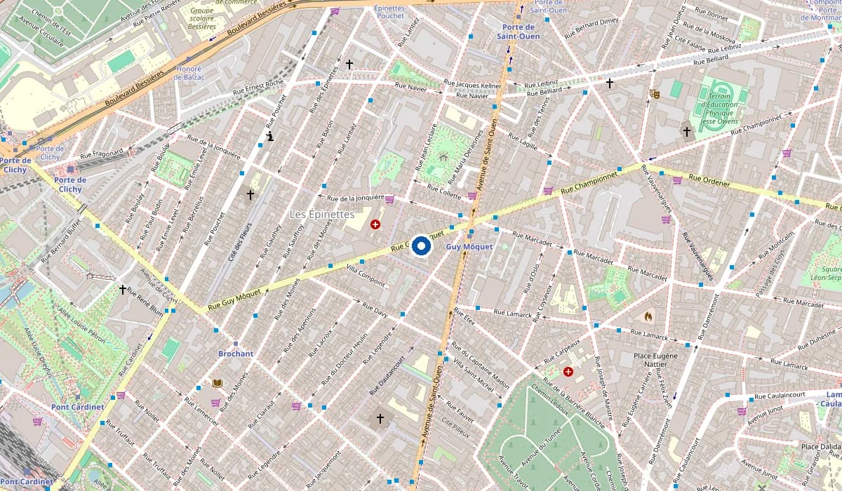 Plan du quartier : la boutique MacPower au 60 rue Guy Môquet, 75017 Paris, près du métro Guy Môquet